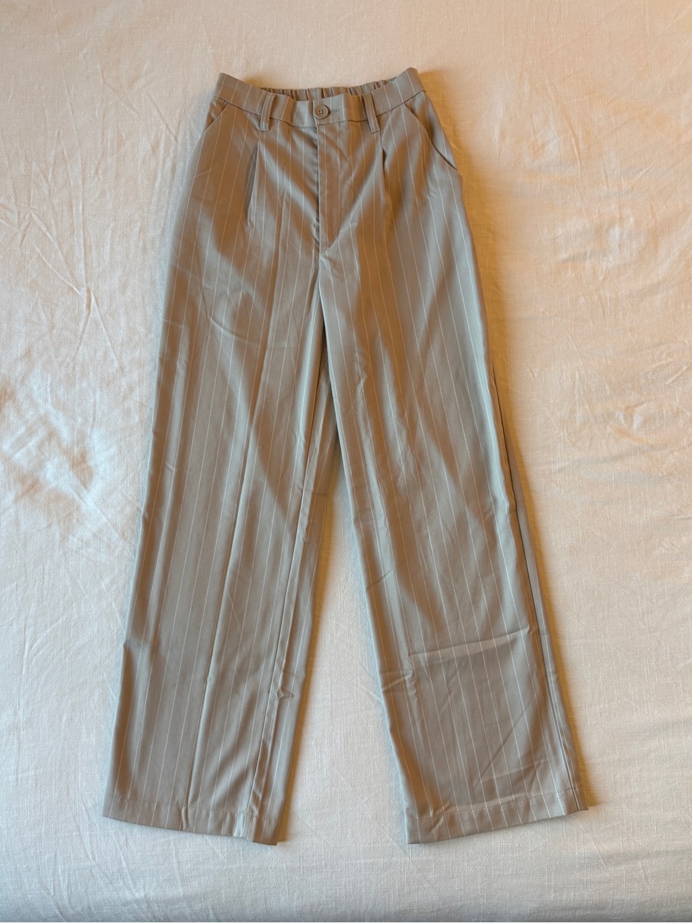 H&M Tailored Pinstripe Tailored Trousers in Sand